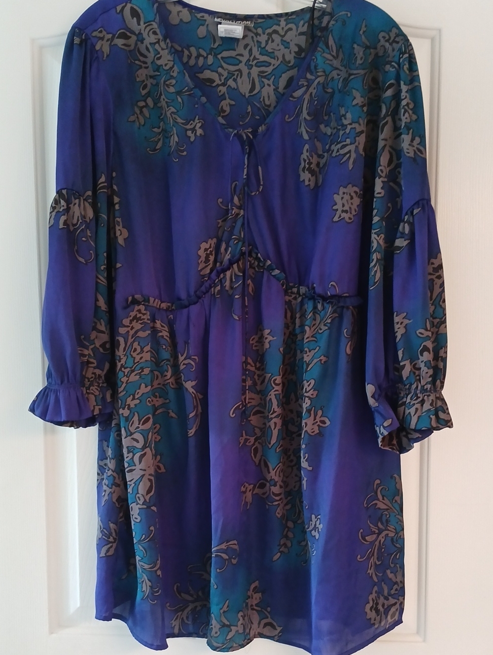 Evolution Blue & Teal Lightweight Boho Tunic 3X